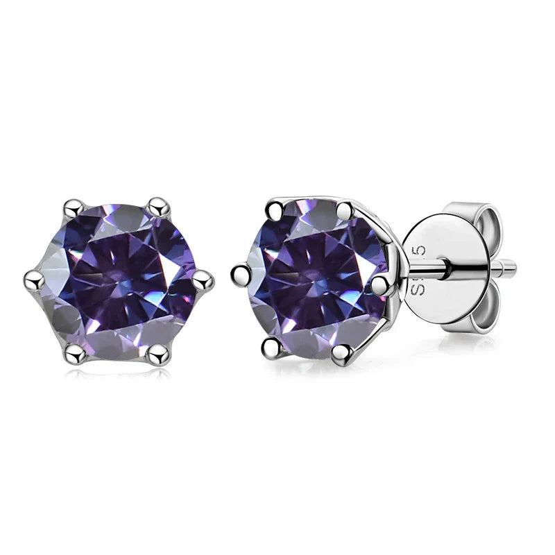 Real 1 CT D Color Moissanite Stud Earrings For Women Top Quality 925 Sterling Silver Sparkling Wedding Jewelry