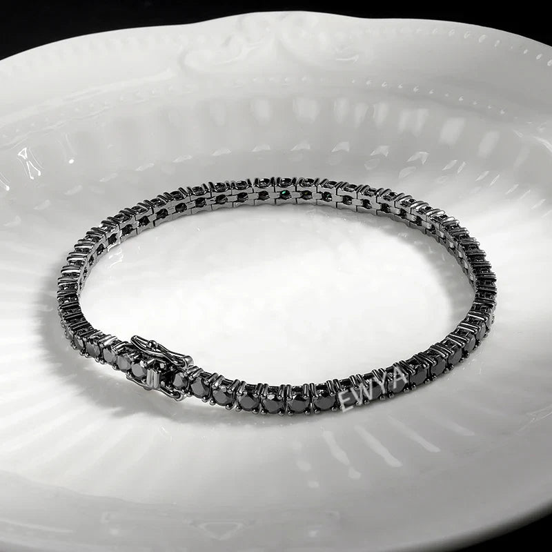 GRA Certified Full 3/4/5/6.5MM Black Moissanite Tennis Bracelet for Men Women S925 Silver Plated 18K Black Gold Bracelets