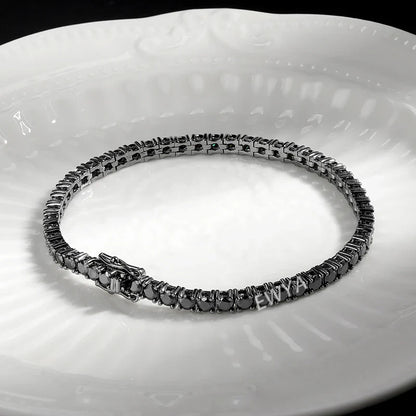 GRA Certified Full 3/4/5/6.5MM Black Moissanite Tennis Bracelet for Men Women S925 Silver Plated 18K Black Gold Bracelets