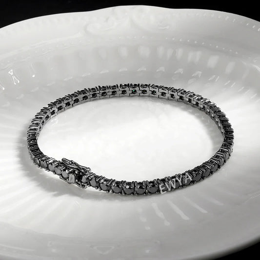 GRA Certified Full 3/4/5/6.5MM Black Moissanite Tennis Bracelet for Men Women S925 Silver Plated 18K Black Gold Bracelets