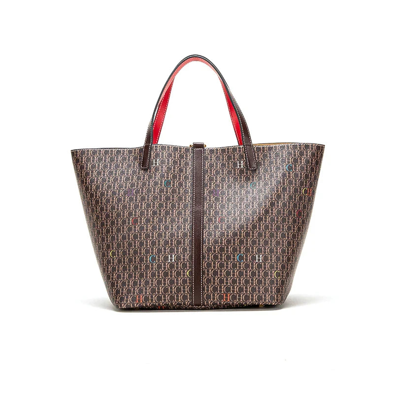 Classic Style Women's Large-capacity Handbag Letters Print Design Small Metal Accessories Exquisite Workmanship