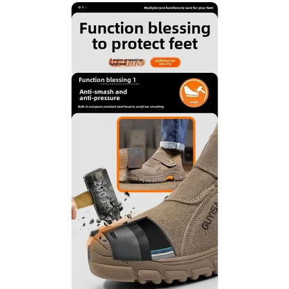 New Anti Smashing and Anti Puncture Men's and Women's Safety Shoes  Protective Boots  Wear-resistant Suede Shoes  Anti Scalding