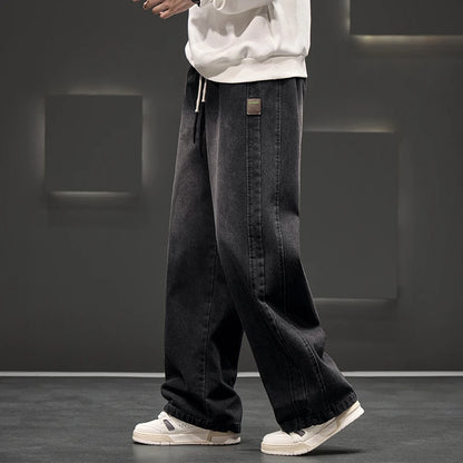 Autumn New Wide Leg Washing Jean Pants Men Trousers Neutral Solid Color Loose Casual Straight Outdoor Fashion Pants Big Size 8xl