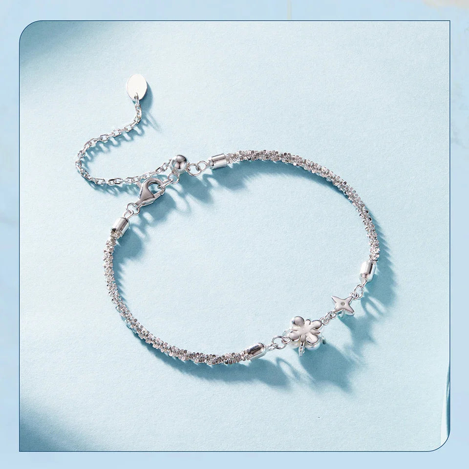 925 Sterling Silver Bracelets Moissanite Natural Pearl Starlight Bracelet Adjustable Wrist Link Chain with GRA for Women