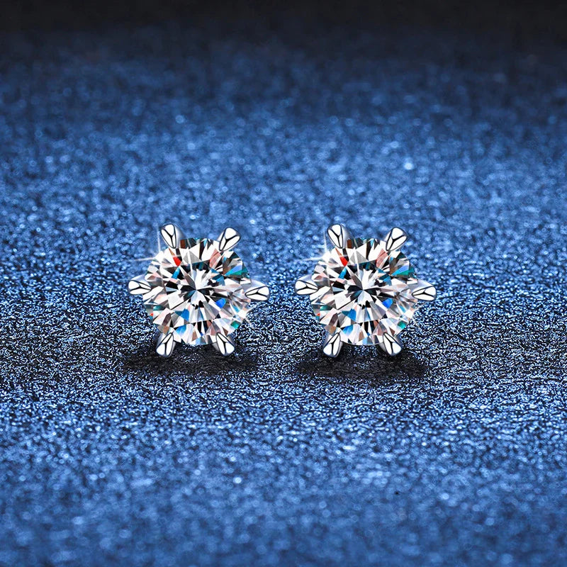 NeeTim 1ct 2ct Moissanite Screw Earrings for Women 925 Sterling Silver with Gold Plated Diamond Wedding Party Girl Stud Earrings