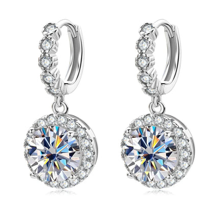 3Carat Moissanite Hoop Earrings With  Certificates Round Sunflower D Color Diamond Drop Earring 925 Silver Earring 2024 Trend