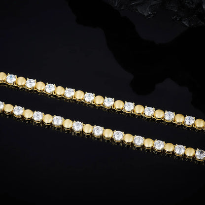 each 5mm Round Moissanite Necklace Bracelet Set for Women S925 Silver Plated 18K Gold Wedding Party Fine Jewelry Gift