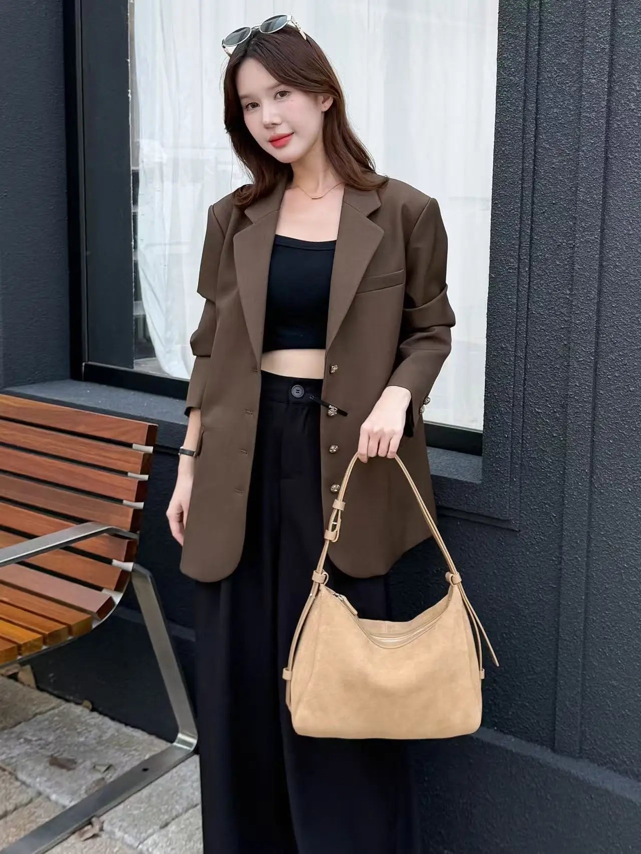 Genuine Grade Suede Leather Luxury Designer Large Capacity Women's Tote Bag Vintage Shoulder Crossbody Underarm Bags Trendy New