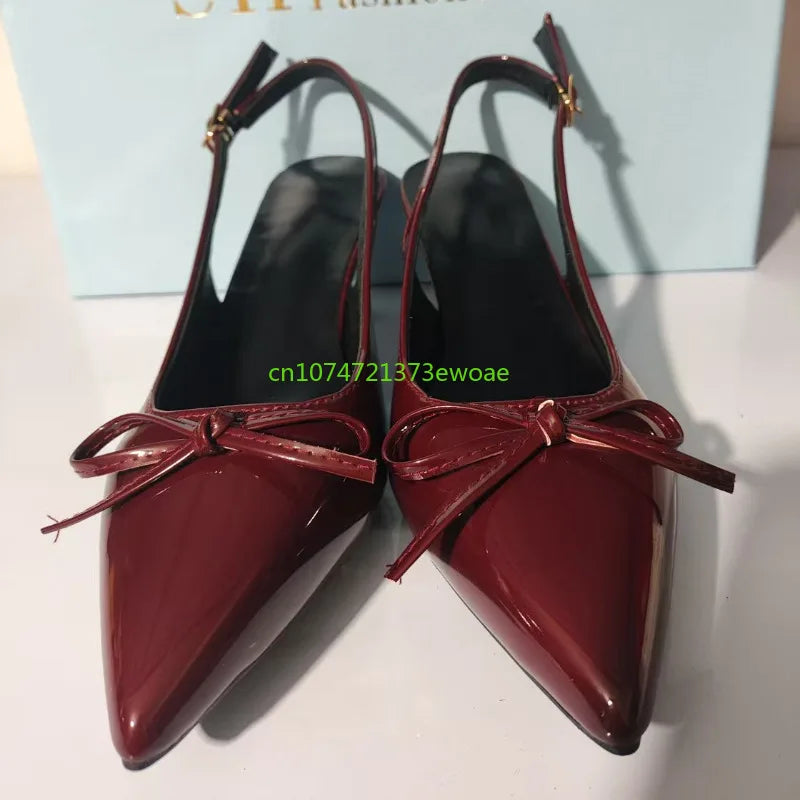 Bow Pointed Toe High Heels Sandals Women Brand Designer Shoes Fashion Slides Sexy Slingback Shoes Elegant Mules Sandals Female