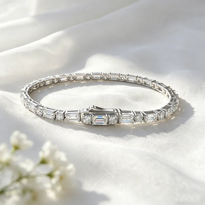 Emerald Cut Original Moissanite Tennis Bracelet for Women Men Hip Hop Jewelry Full Diamond Chain S925 Sterling Silver