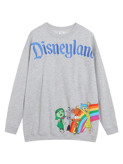 Embroidery Sweatshirt Inside Out Cartoon Jumper O Neck Long Sleeve Women Casual Pullover Top