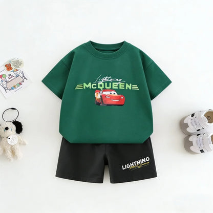 2piece/set For Boy Clothing Summer Cotton Cartoon Car Tshirt + Shorts Children's Wear Outfits Kids Costume Leisure Tracksuits