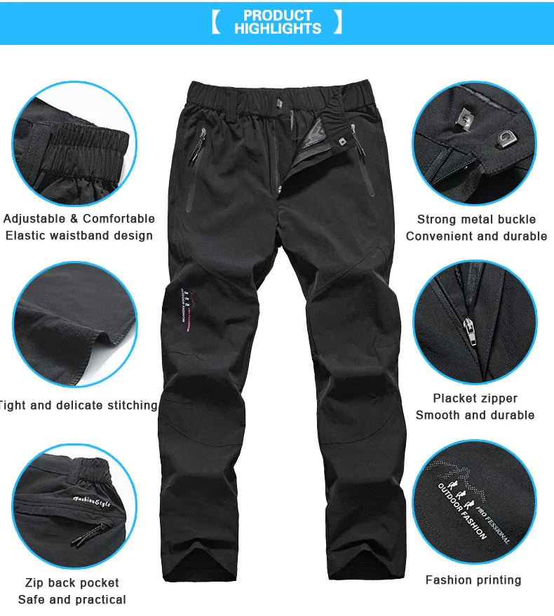 Women Hiking Pants Camping Trekking Running Climbing Mountain Trousers Lightweight Quick Dry Waterproof Summer Pants