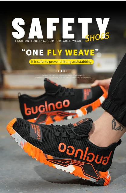 Fashion Sports Shoes Work Boots Puncture-Proof Safety Shoes Men Steel Toe Shoes Security Protective Shoes Indestructible