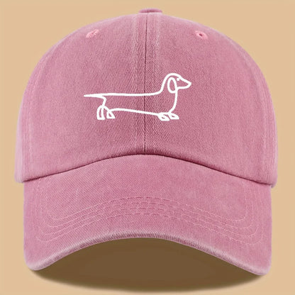 Simple dog print baseball cap, versatile for both men and women, suitable for outdoor travel as a hat for pet enthusiasts