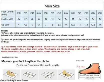 Unisex Steel Toe Waterproof Safety Boots Rubber Sole Anti-smash Anti-puncture Non-slip Durable Work Shoes Comfort Breathability.