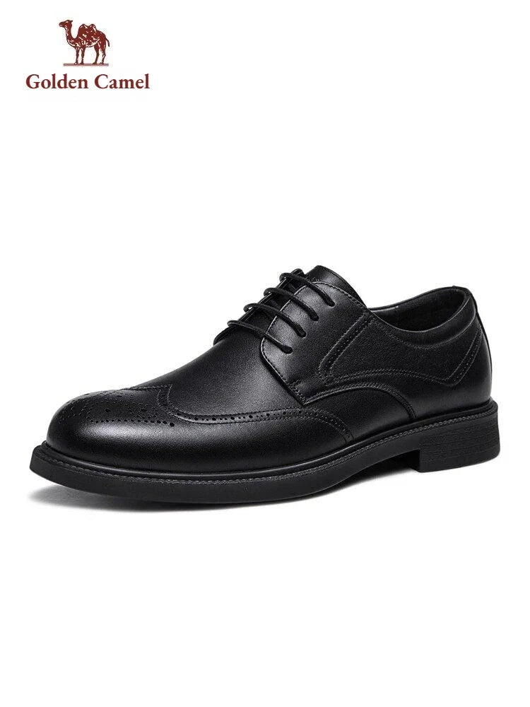 Golden Camel Men's Derby Shoes 2026 Business Casual Soft Sole Leather Shoes Brand Design Soft Soles Non-slip Velvet Warm Loafers
