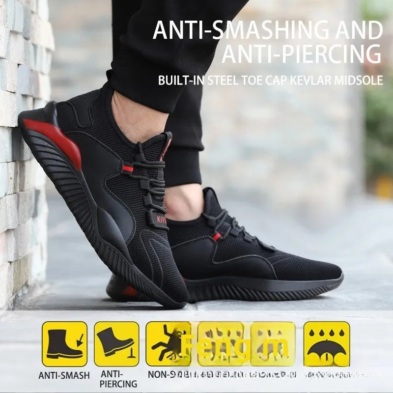 Lightweight All-Day Comfort Safety Shoes - Soft Sole Fashion Casual Work Sneakers for Long Standing-Fatigue Protective Footwear