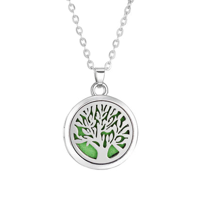 Tree of Life Aromatherapy Necklace Perfume Essential Oil Diffuser Alloy Stainless Steel  Locket Pendant Aroma Diffuser Necklace