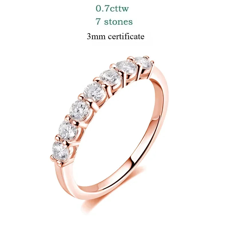 0.7CT 3mm Gemstone Moissanite Rings for Women S925 Silver Matching Wedding Diamonds Band Stackable Ring White Gold Gift