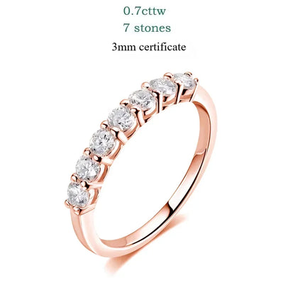 0.7CT 3mm Gemstone Moissanite Rings for Women S925 Silver Matching Wedding Diamonds Band Stackable Ring White Gold Gift