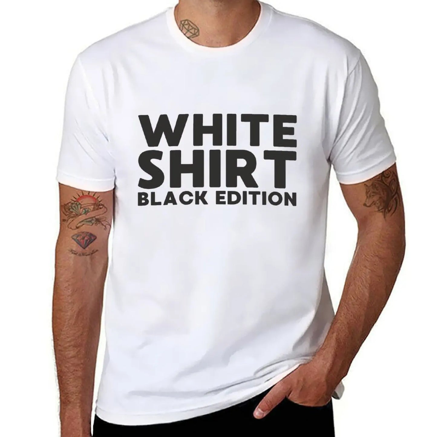 White Shirt Black Edition T-Shirt anime figures heavyweights cheap stuff Men's cotton t-shirt