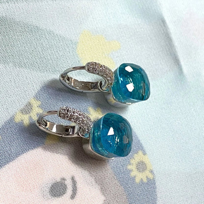 Classic Candy Color Earrings Inlay Transparent Zircon 27Colors Crystal Earrings Platinum Plated Fashion Jewelry For Women