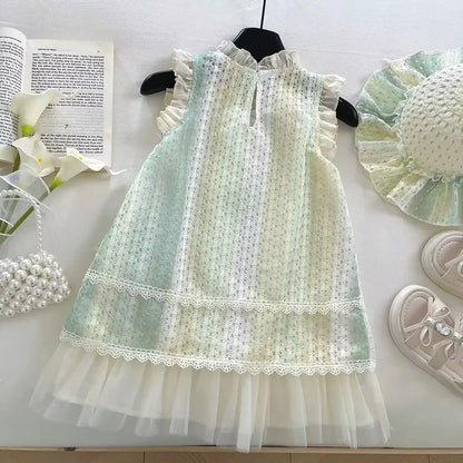 Girls Casual Dresses Sleeveless Lace Sundress Lace Flower Princess Dress Kids Dresses for Girls 2 To 8 Years