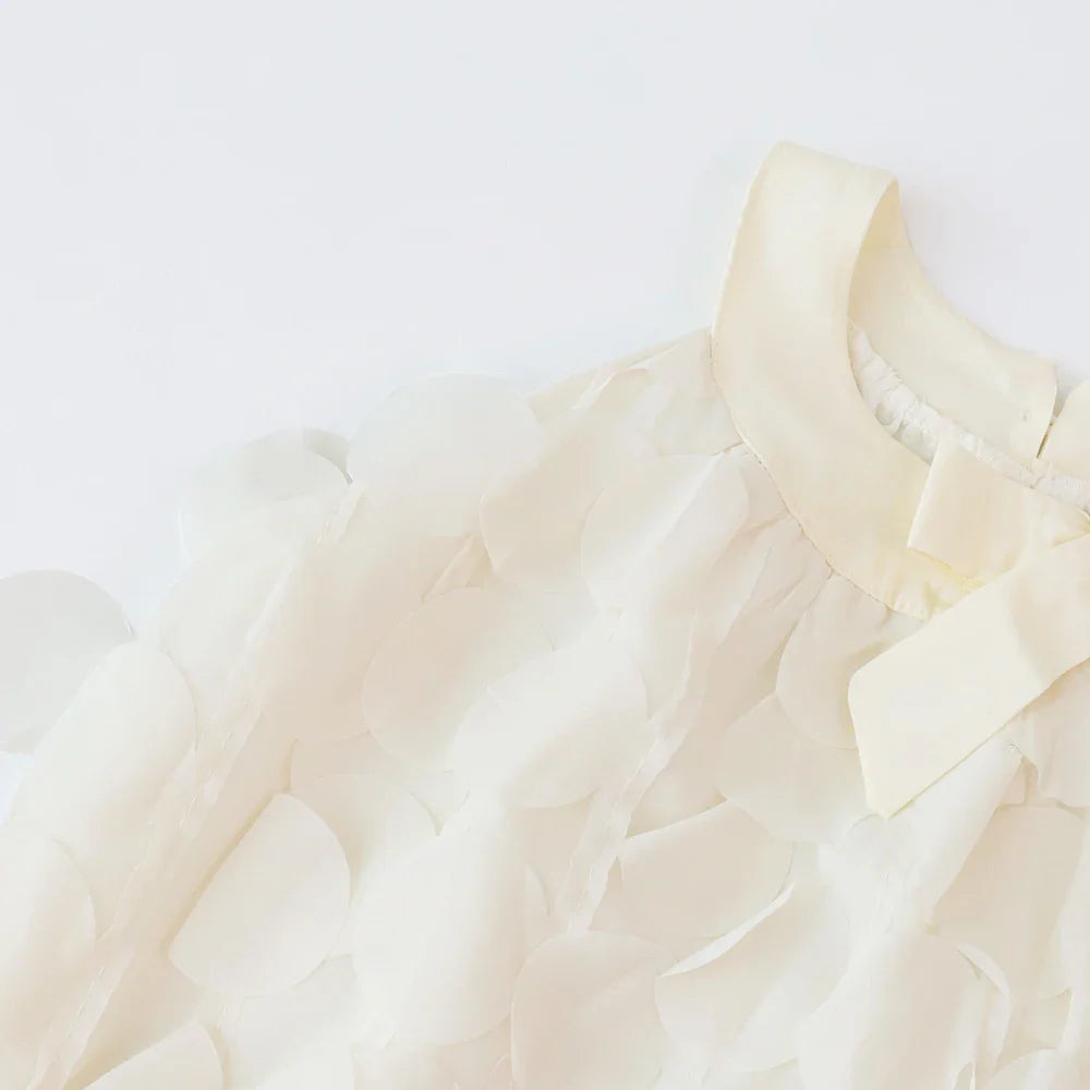 Summer New Pure White Sweet Hanging Neck Bow Petal Princess Dress Girls' Casual Clothes 2-7th Birthday Party Stage Wear