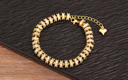 Fashion Gold Plated Chain Bead Bracelet for Women Colorful Crystal Zircon Heart Shape Charm Wedding Party Jewelry Gifts