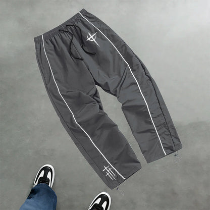 2026 Cross Print Sports Pants Summer Casual Lightweight Breathable Fitness Training Drawstring Long Pants Retro Street Style