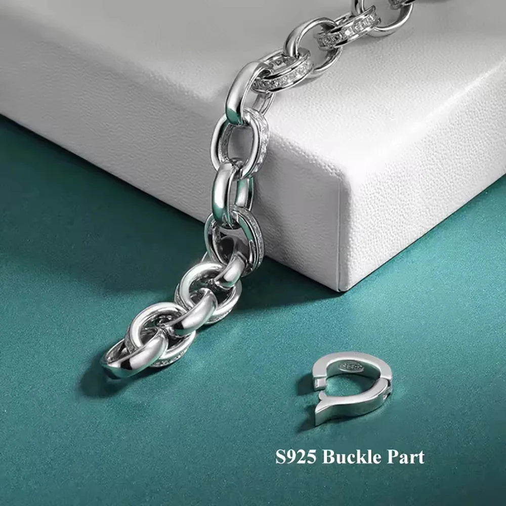 1.2mm Moissanite Tennis Bracelet with  925 Sterling Silver Cuban Link Chain Birthday Party Gifts Jewelry for Women Men
