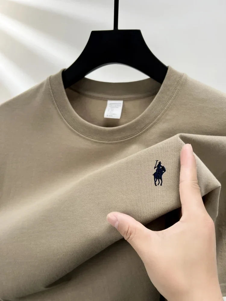 Luxury brand short sleeve men's round neck T-shirt summer fashion classic pony embroidery design 100cotton breathable casual top