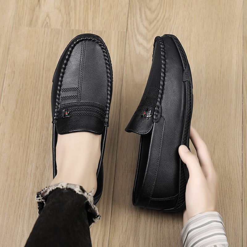 New White Black Leather Men Casual Shoes Luxury Brand Formal Dress Shoes Designer Men Loafers Breathable Slip on Driving Shoes