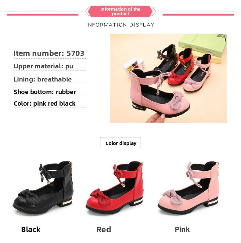2026 Shiny Bow Stage Elegant Comfortable Catwalk Fashion Spring/summer Students Baby Girls Princess Shoes Cute Kids Sandals