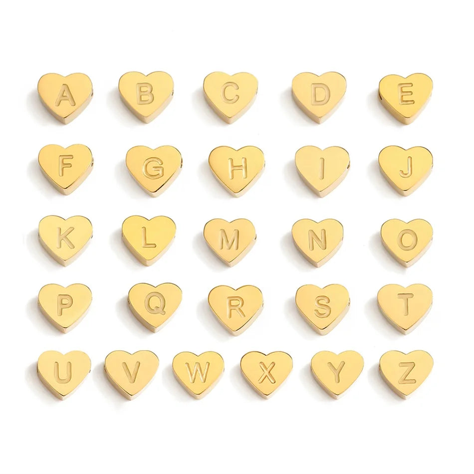 Initial Name Heart Shape Pendant For Necklaces Stainless Steel Necklace for Women Bracelet Make Earrings Jewelry