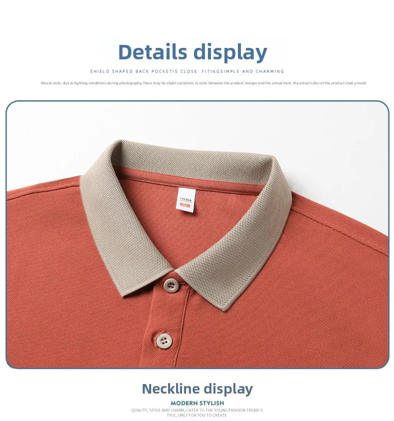 New Designer Original Men's Polo Shirt New Collar Luxury Printed Short Sleeved Casual Business T-shirt Comfortable Men's Wear