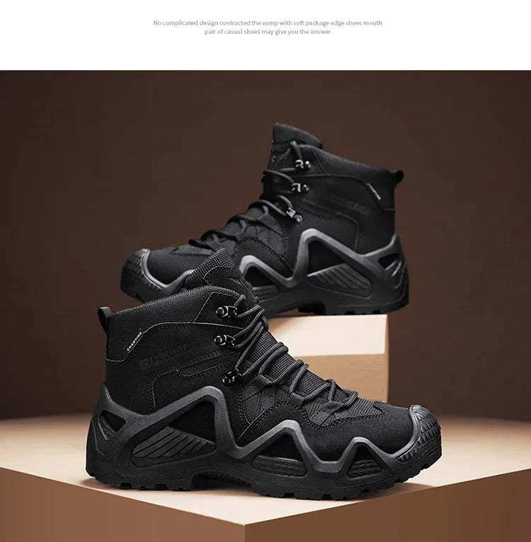 Men's winter high top shoes mid top waterproof and anti slip hiking shoes ultra light work boots tactical boots desert boots