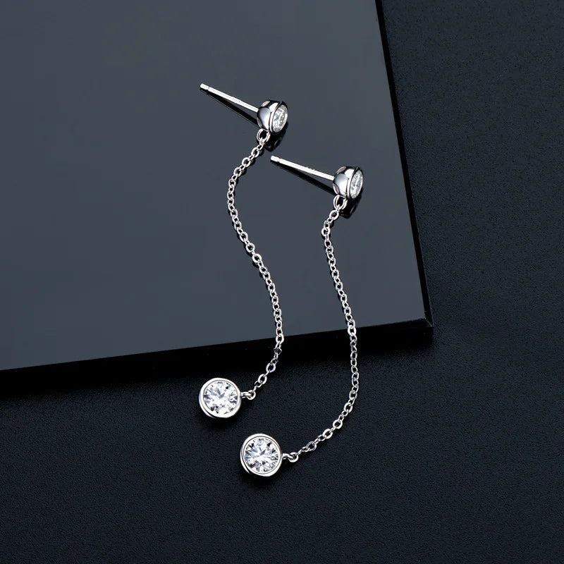 Real 0.8 Carat Moissanite Diamond Drop Earrings Women’s S925 Silver Plated PT950 Long Tassel Dangle Earring Fine Jewelry