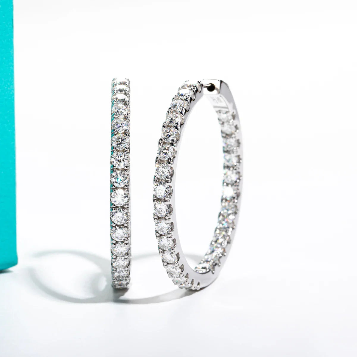 3mm 5.6cttw D Color Moissanite Big Hoop Earrings 925 Sterling Silver Luxury Huggie Earring For Women Jewelry Wholesale