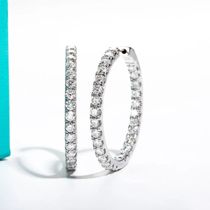 3mm 5.6cttw D Color Moissanite Big Hoop Earrings 925 Sterling Silver Luxury Huggie Earring For Women Jewelry Wholesale