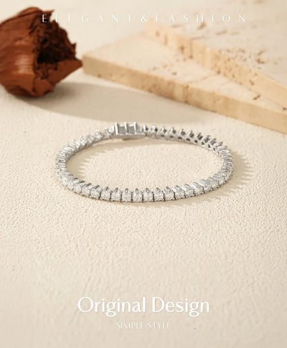 D VVS1 Round Moissanite Tennis Bracelet 3.0MM 925 Sterling Silver Tennis Stackable Bracelets for Women Men Jewelry Gifts