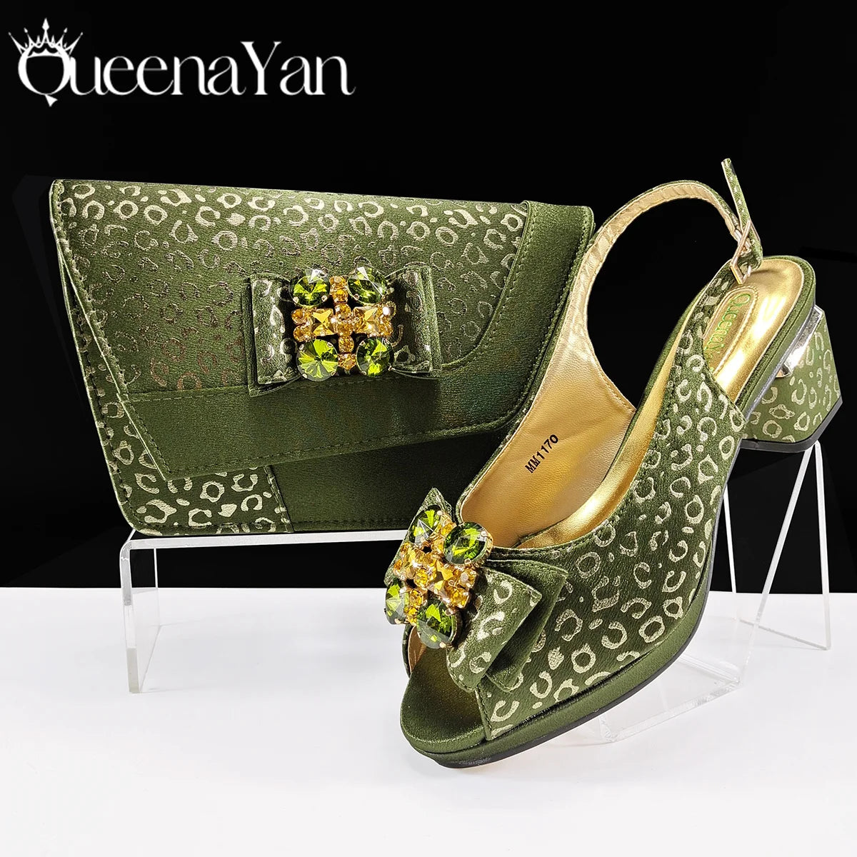2025 Shiny Italian Fashion Pointed Toe Women Heel Fashion Rhinestone Decoration Pink Color Shoes And Bag Set