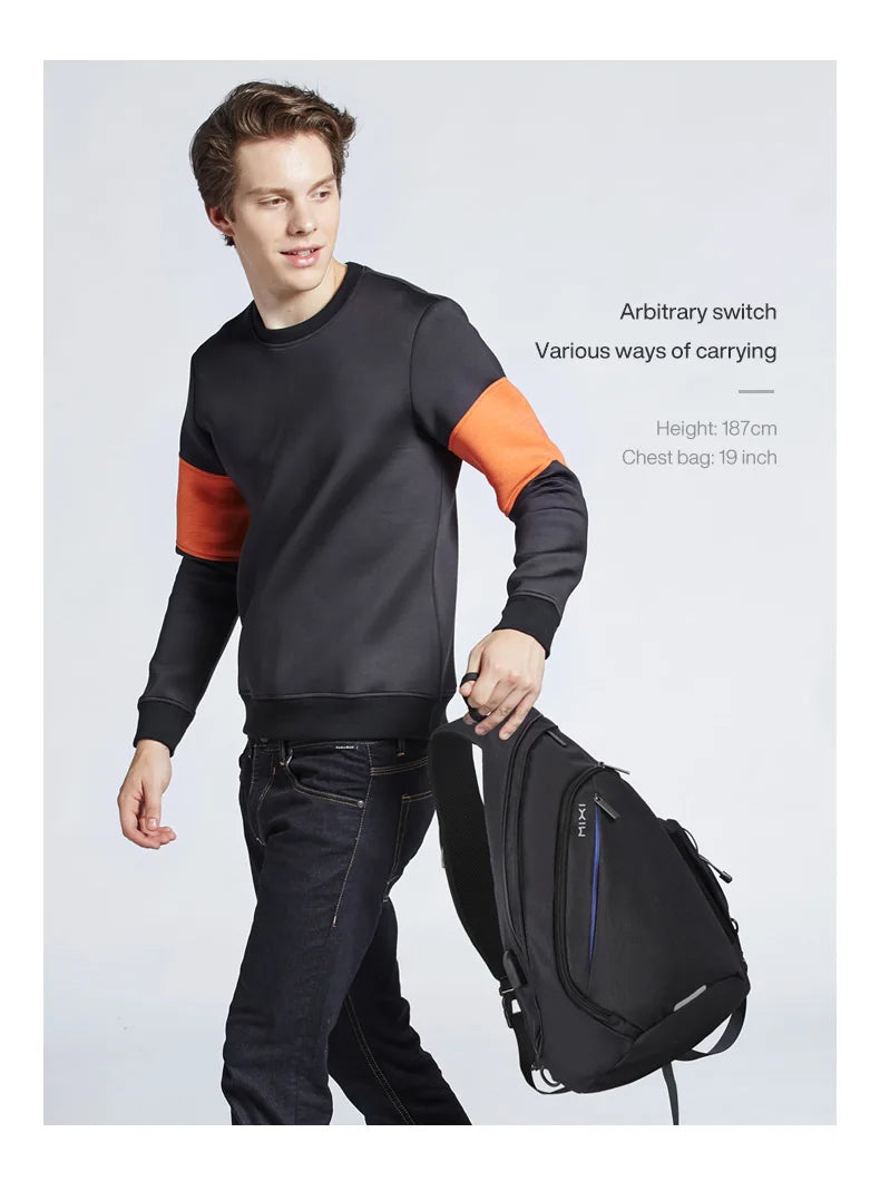 Men One Shoulder Backpack Women Sling Bag Crossbody USB Boys Cycling Sports Travel Versatile Fashion Student School