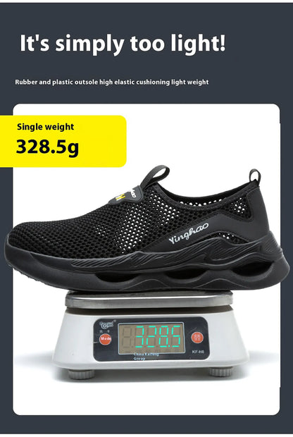 Lightweight safety shoes with large mesh, breathable, odor resistant, impact resistant, puncture resistant, and soft work shoes