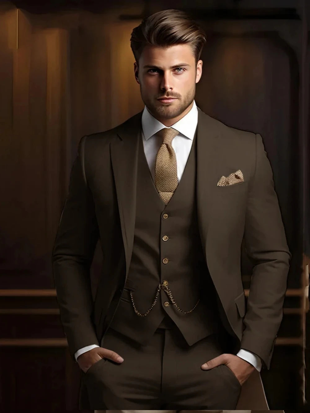 Multi-colors Male Suits 3 Pieces Jacket With Vest Pants Wedding Groom Sets Notched Lapel Men's Formal Business Office Suit Set
