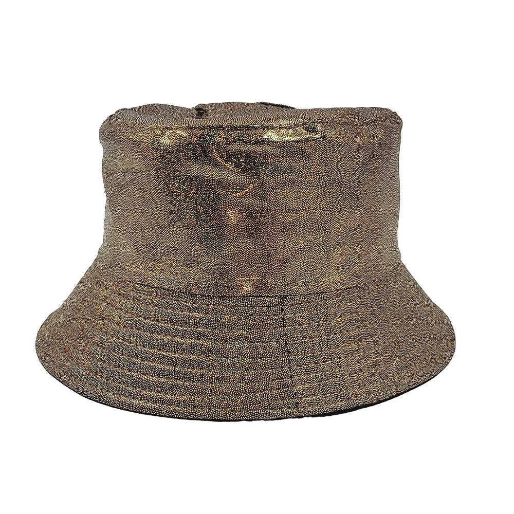 Colorful Shiny Leather Two Sided Fisherman Hat Women's and Men's Hip Hop Summer Sunshade Hat Foldable Bucket Hat
