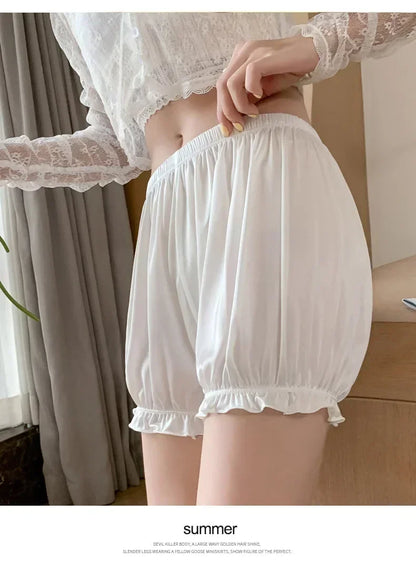 Summer Thin Safety Pants Women JK Leggings Women Anti-slip Safety Pants Women Loose Wear Shorts Home Pajama Pants Women White