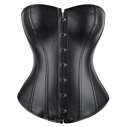 Women Sexy Leather Corset Top Overbust Punk Style Push Up Bustier Body Shaper Slimming Korset