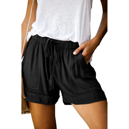 Casual Shorts for Women's 2023 Summer New European and American High Waisted Lace Up Loose Twill Wide Leg Pants